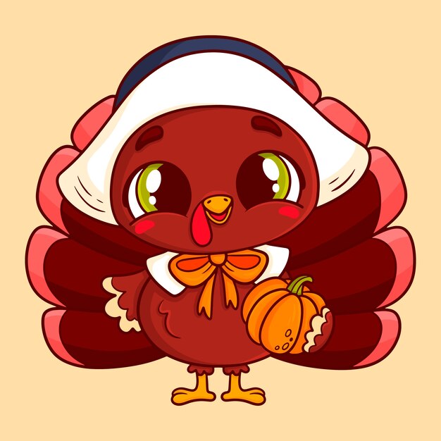 Free Vector hand drawn thanksgiving turkey character illustration