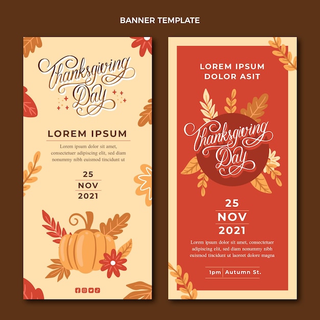 Hand drawn thanksgiving vertical banners set