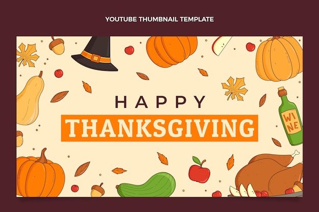 Free vector hand drawn thanksgiving youtube thumbnail