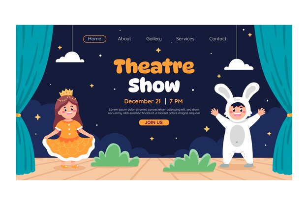 Hand drawn theatre show landing page template