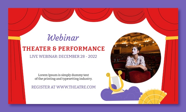 Free vector hand drawn theatre show webinar template