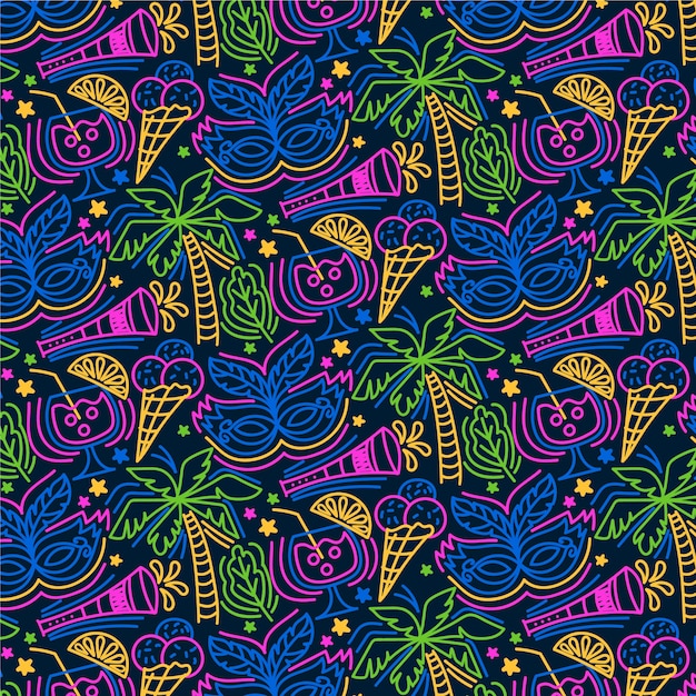 Free vector hand-drawn theme for brazilian carnival pattern