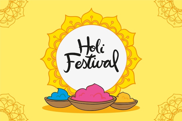 Free vector hand-drawn theme for holi festival