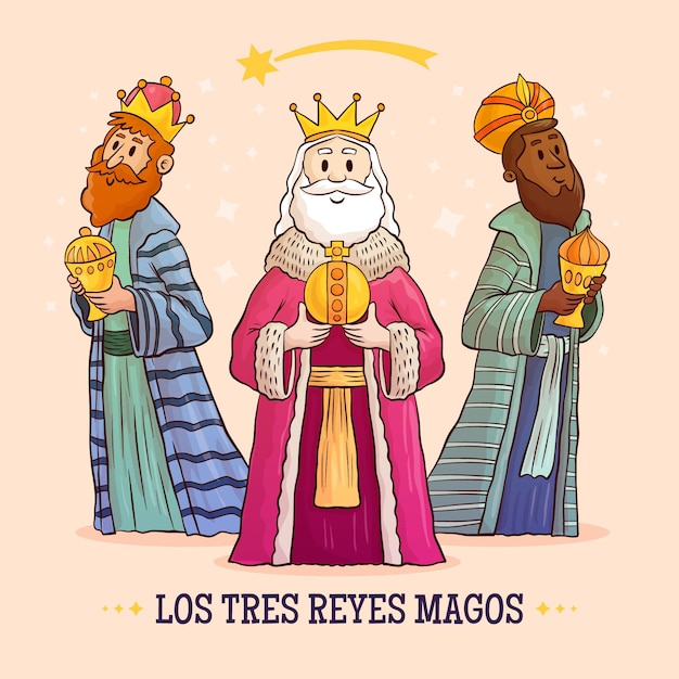 Free vector hand drawn three wise men