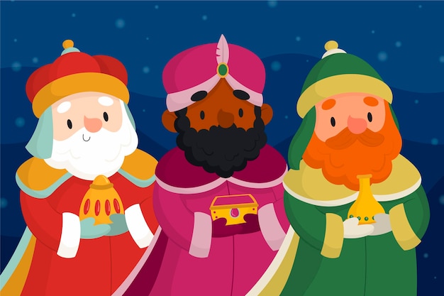 Free vector hand drawn of the three wise men