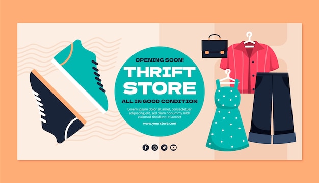 Free vector hand drawn  thrift store banner design