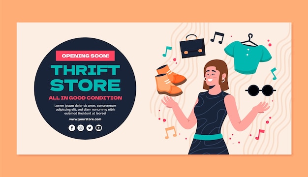 Free vector hand drawn  thrift store banner design