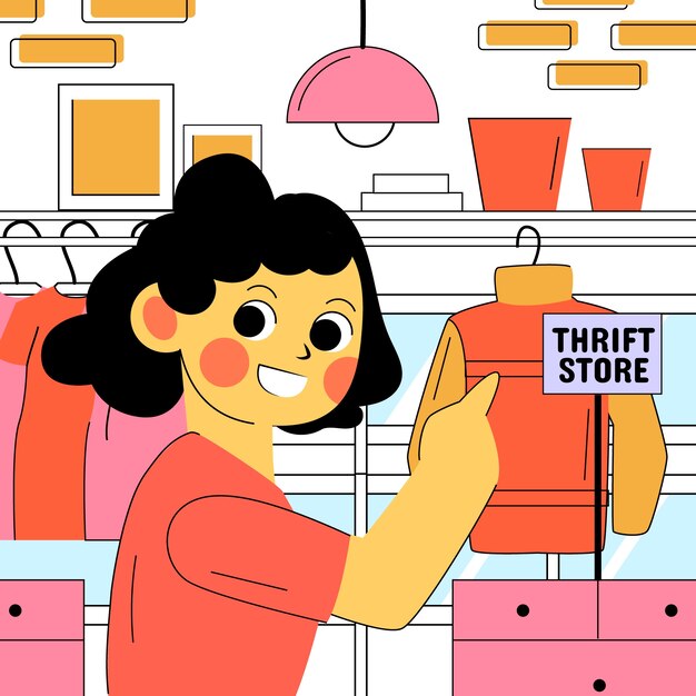 Free vector hand drawn thrift store illustration