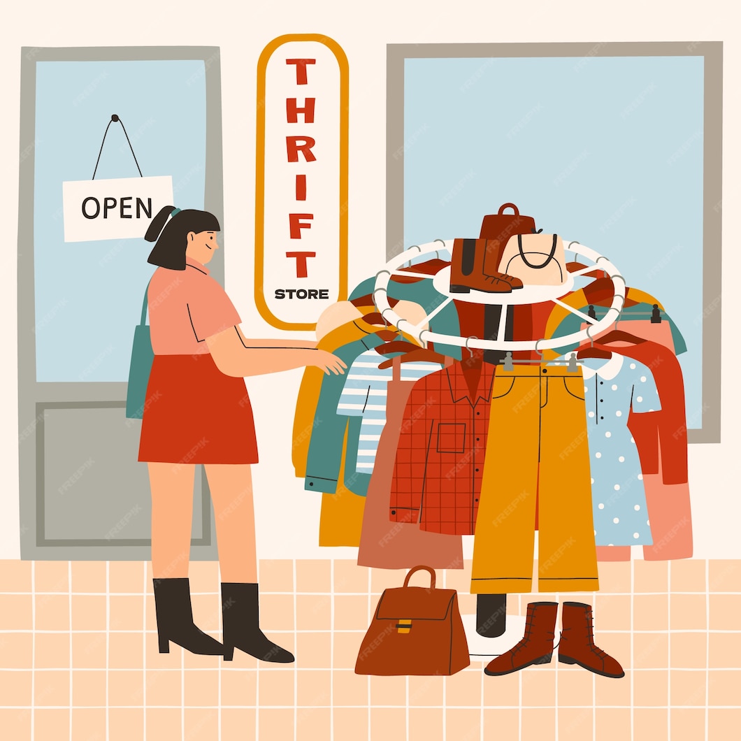 Free Vector | Hand drawn thrift store illustration