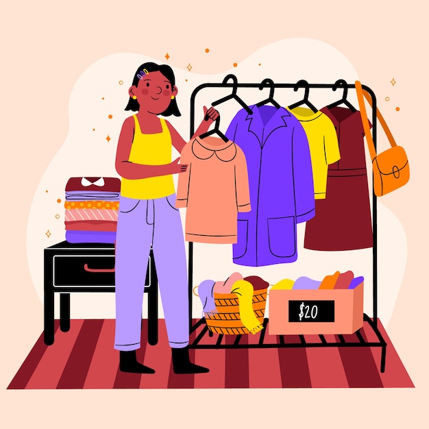 hand drawn thrift store illustration