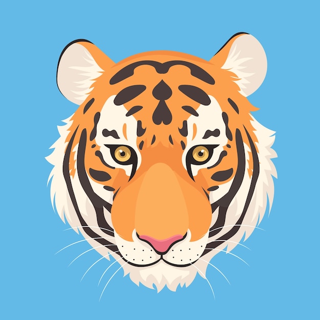 Hand drawn tiger face illustration