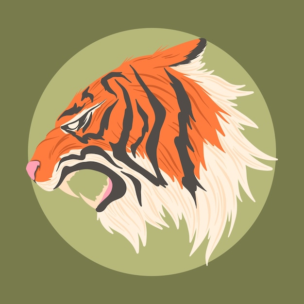 Hand drawn tiger face illustration