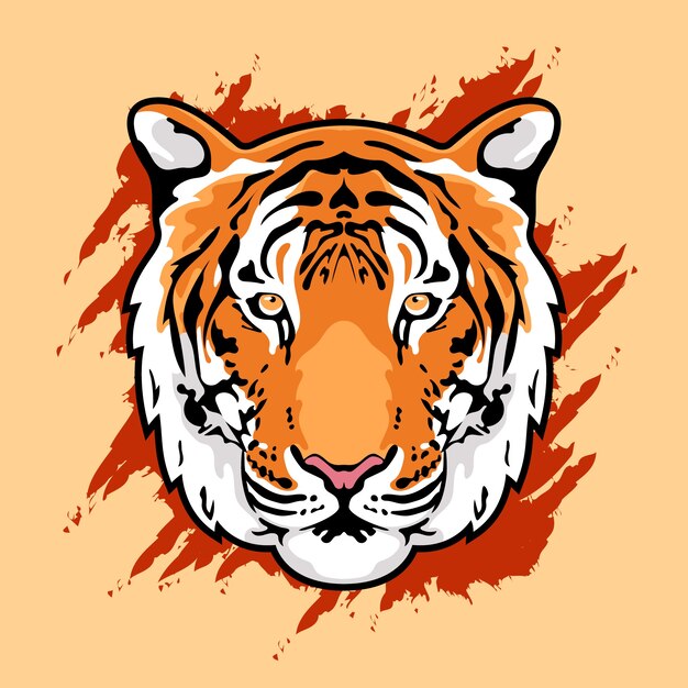 Hand drawn tiger face illustration