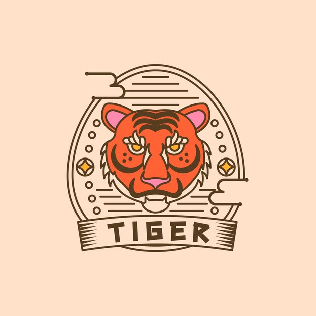 Hand drawn tiger logo design