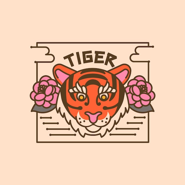 Ручной обращается дизайн логотипа тигра