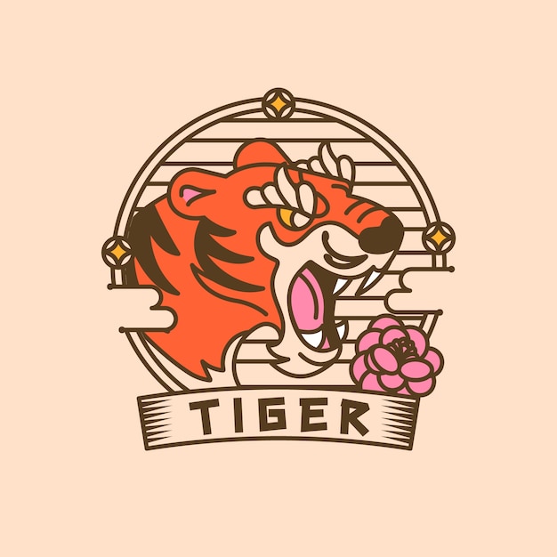 Hand drawn tiger logo design