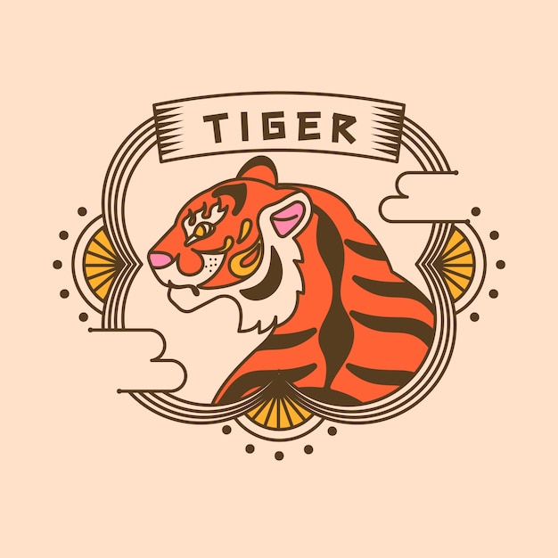 Vettore gratuito disegno del logo della tigre disegnato a mano