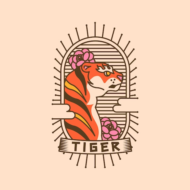 Hand drawn tiger logo design