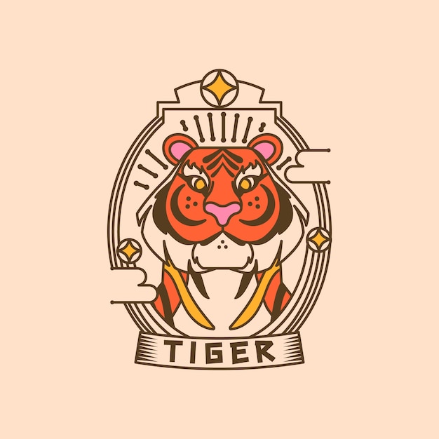Ручной обращается дизайн логотипа тигра