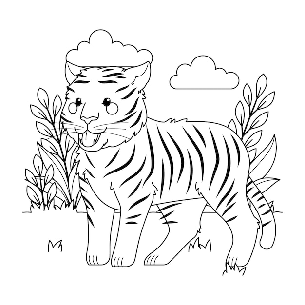 Handwritten tiger line drawing - Stock Illustration [84764506] - PIXTA