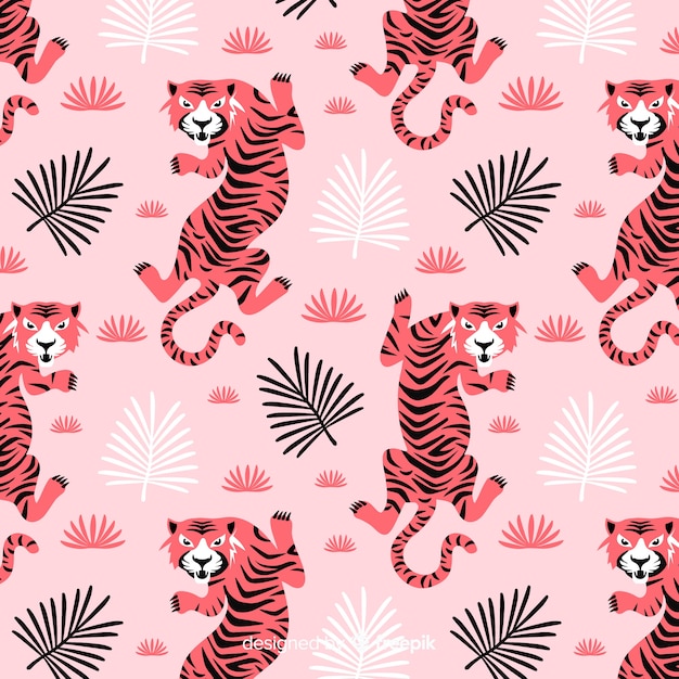 Free vector hand drawn tiger pattern background