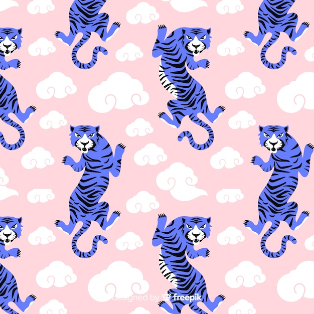 Hand drawn tiger pattern background