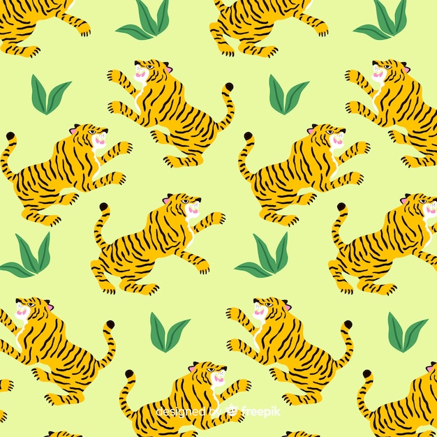 Hand drawn tiger pattern background