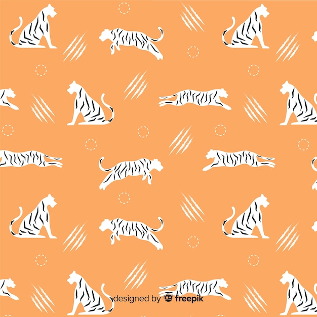 Free vector hand drawn tiger pattern background