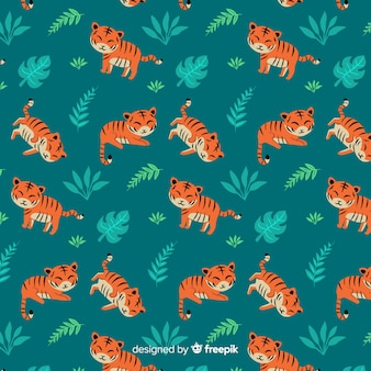 Hand drawn tiger pattern background