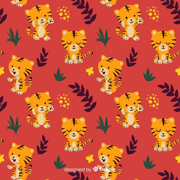 Hand drawn tiger pattern background