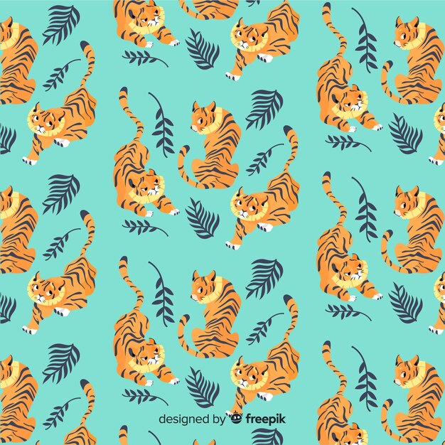 Hand drawn tiger pattern background