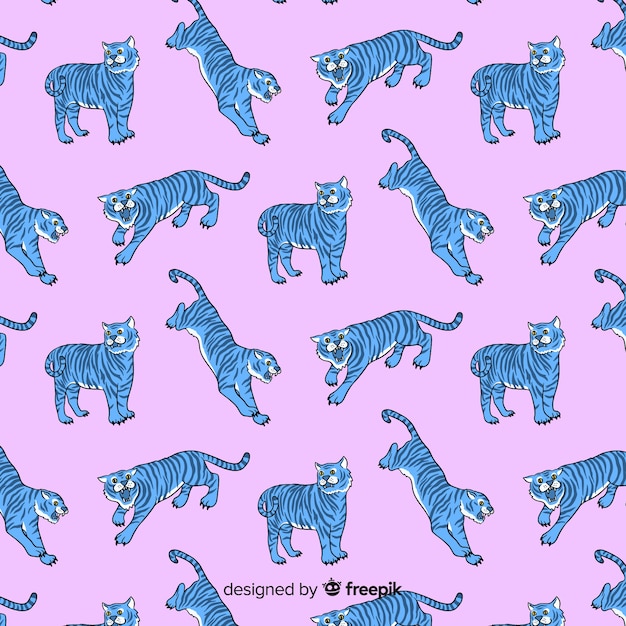 Hand drawn tiger pattern background