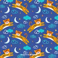 Free vector hand drawn tiger pattern