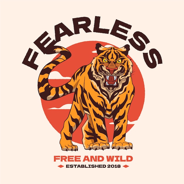 Free vector hand drawn tigers with lettering illustration