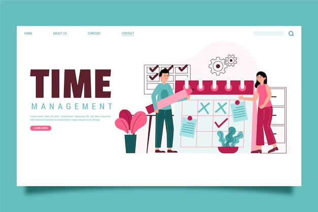 Hand drawn time management landing page