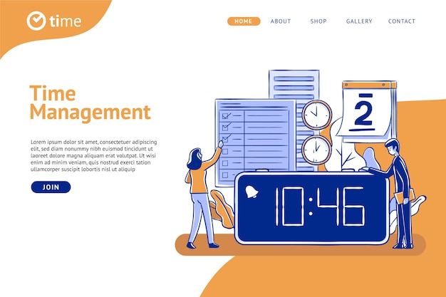 Free vector hand drawn time management web template