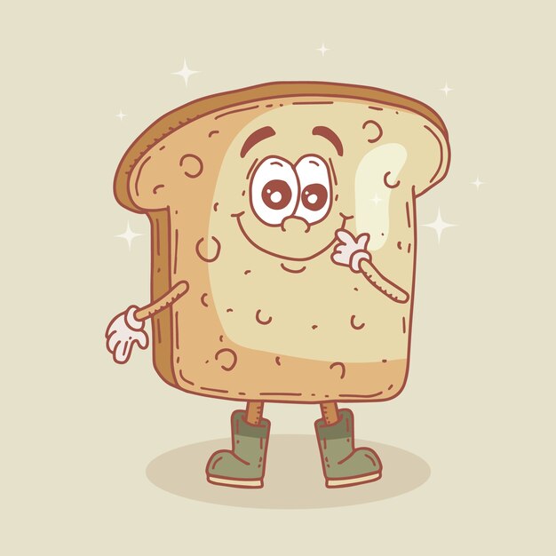 hand drawn toast cartoon illustration