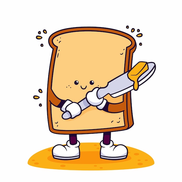 Hand drawn toast cartoon illustration