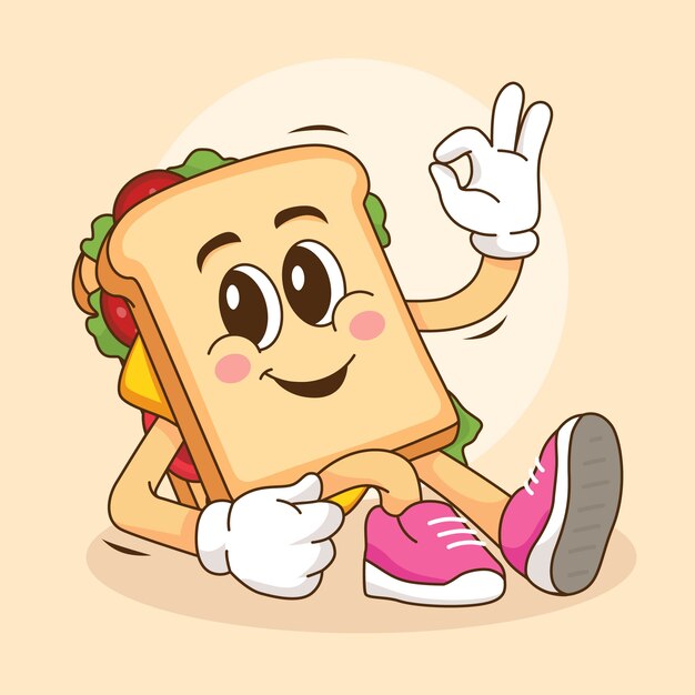 Hand drawn toast cartoon illustration