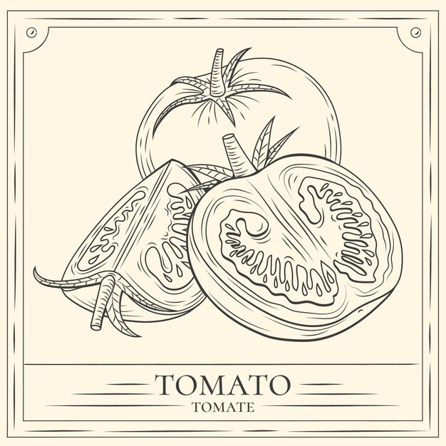 Hand drawn tomato outline illustration