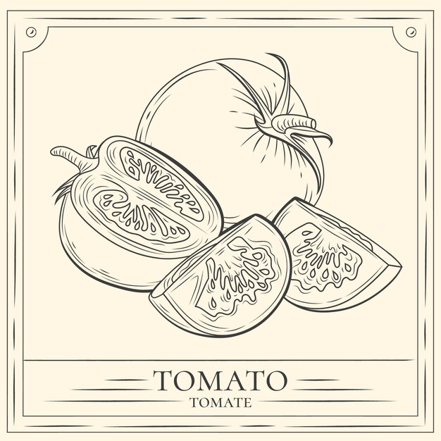 Hand drawn tomato outline illustration