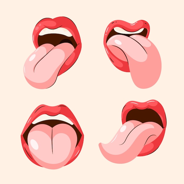 Hand drawn tongue cartoon illustration