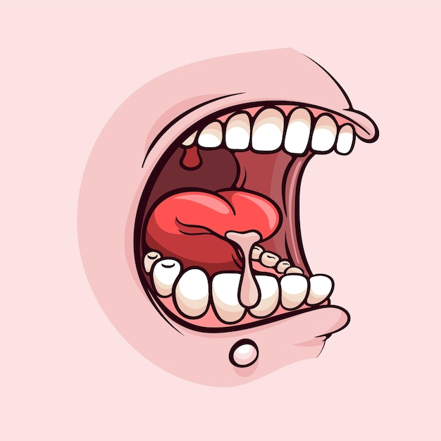 手で描かれた舌の漫画イラスト