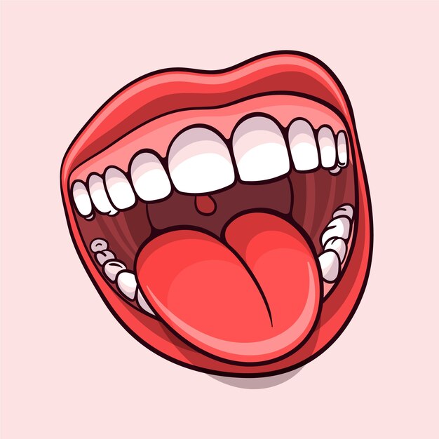 Hand drawn tongue cartoon illustration