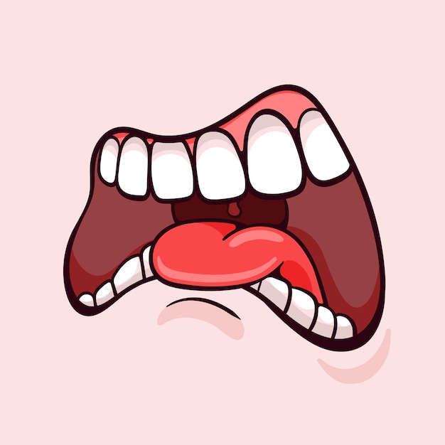 無料ベクター 手で描かれた舌の漫画イラスト