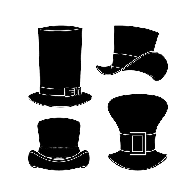 Vettore gratuito illustrazione della silhouette del cappello a cilindro disegnata a mano