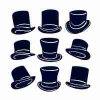 Free vector hand drawn  top hat silhouette set