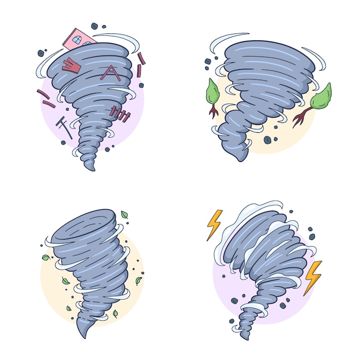 무료 Vector 손으로 그린 토네이도 만화 그림