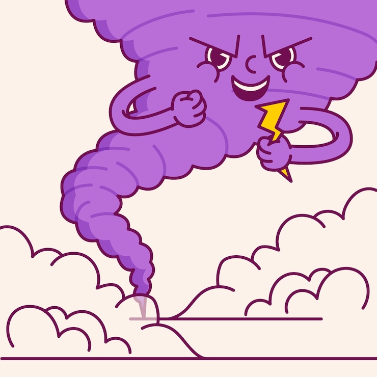 무료 Vector 손으로 그린 토네이도 만화 그림