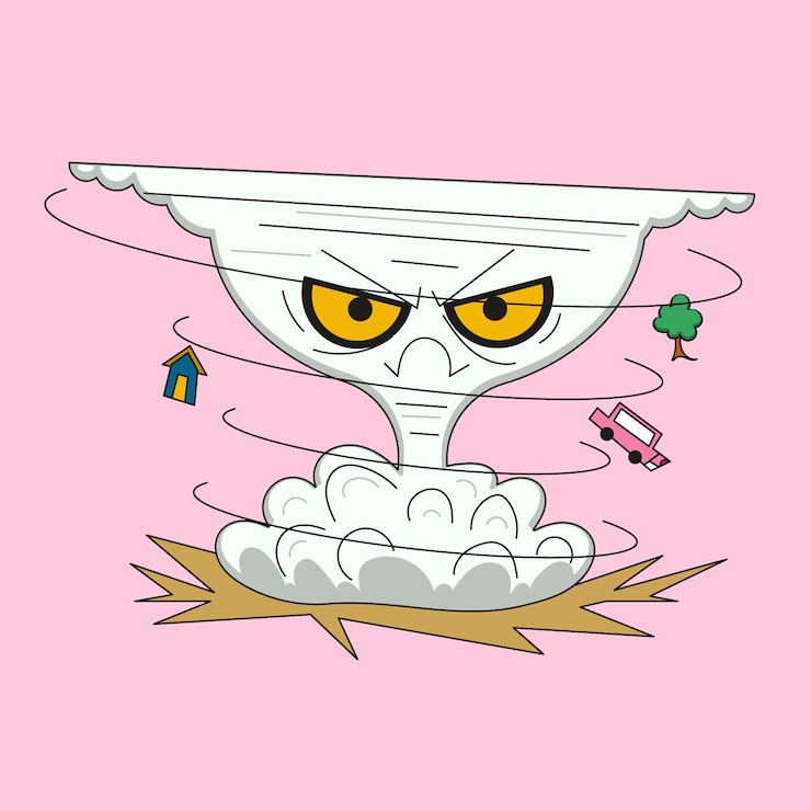 무료 Vector 손으로 그린 토네이도 만화 그림